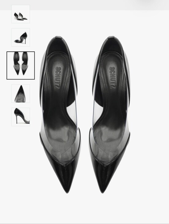 SCHUTZ Shoes - SCHUTZ Andie Black Patent Pointed-Toe Clear Panel Stiletto Heels Size 11/12 NWOT